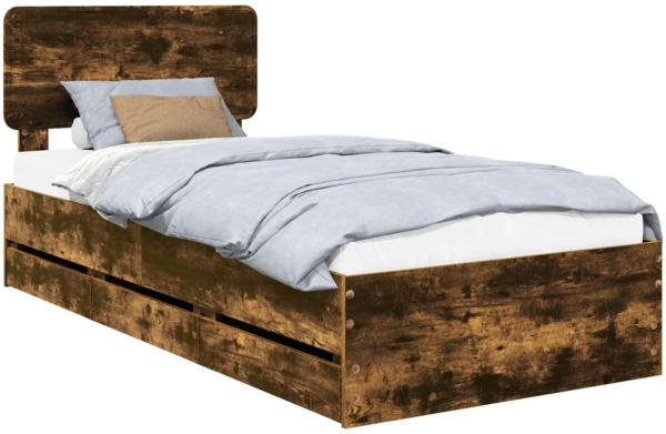 vidaXL Bettrahmen Geräucherte Eiche 90 x 200 cm Ingenieurs Holz 3412231