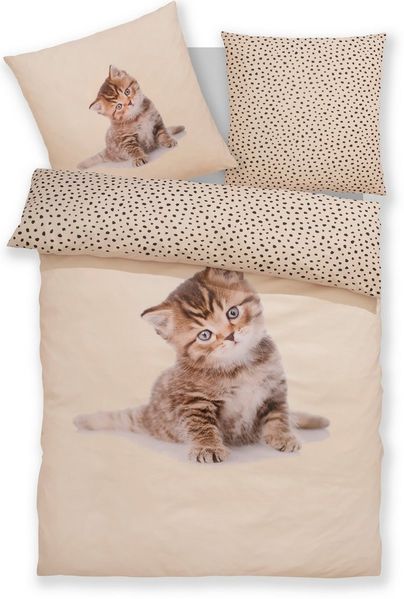 OTTO home Bettwäsche Lyki, Microfaser, 2 teilig, ab Größe 135x200 cm, 100% Polyester, Katze, Pferd, Löwe, Pinguin