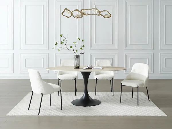 Vente-unique - ELVA Esstisch Keramik SchwarzBeige - B 90 cm x H 78 cm x L 180 cm