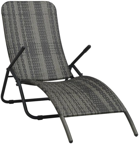 vidaXL Klappbare Sonnenliege Poly Rattan Grau 48128