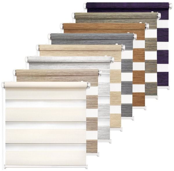 Doppelrollo Fensterrollo Duo-Rollo Klemmfix, Rikmani, Klemm- oder Schraubmontage, Moderne Optik, Klemm- oder Schraubmontage, Sicht- und Sonnenschutz