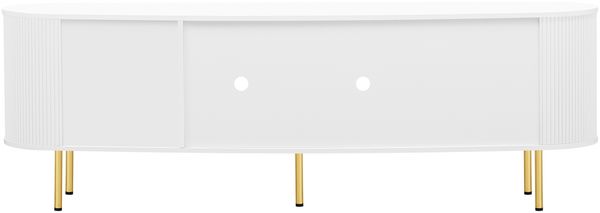 TV-Schrank 170 cm Weiß-Gold mit Glastüren, Wellenstruktur & Dämpfungsscharnieren, moderner Fernsehtisch mit Kabelführung Bild 8