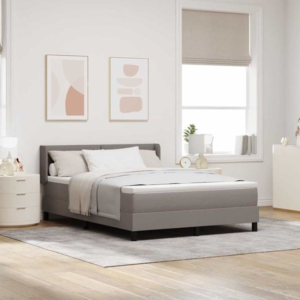 vidaXL Boxspringbett mit Kissen mit Kopfteil Taupe 200 x 140 cm Stoff 3341108
