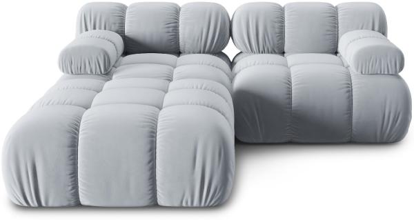 Micadoni Modulares Sofa Bellis 3-Sitzer mit flachem Modul Samtstoff Riviera Hellblau