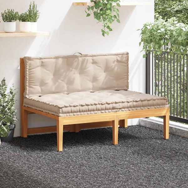 vidaXL Palettenauflagen 2 Stk. Baumwolle Beige 3053637