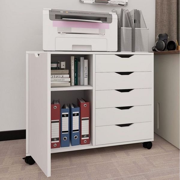 PUNCIA Aktenschrank mit Rollen Büroschrank mit 5 Schubladen, Rollcontainer (1-St)