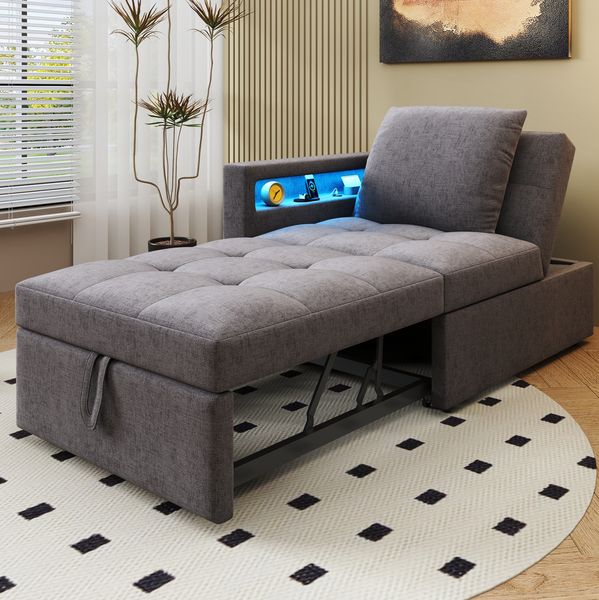 Schlafsofa 177x68x65 cm – Multifunktionales 3-in-1 Polsterbett mit verstellbarer Rückenlehne und USB-Anschlüssen