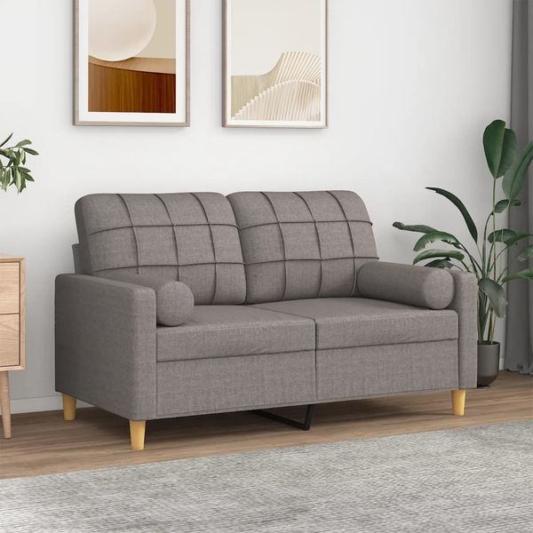 vidaXL 2-Sitzer-Sofa mit Zierkissen Taupe 120 cm Stoff 3200781