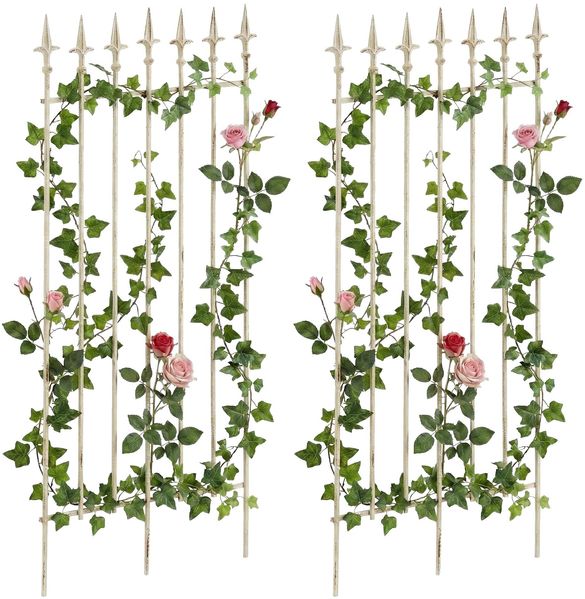 Rankgitter FREYA 2er Set - 50x0,7x100cm, Metall, Antik-Creme | Rankhilfe Kletterpflanzen Gartendekoration