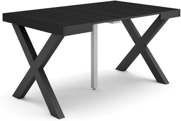 Skraut Home | Ausziehbarertisch | Multifunktionaler ausziehbarer | 140 | Für 6 Gäste | Massivholz Beine | Moderner Stil | Schwarz