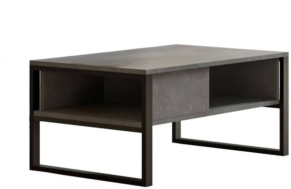 Dmora Wohnzimmertisch Alfonsa, Niedriger Wohnzimmertisch, Kaffeeregal, Couchtisch für Sofa, 100x60h44 cm, Silber