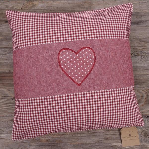 matches21 HOME & HOBBY Kissenbezüge Kissen-Bezug 40x40 cm Herz rot weiß gepunktet Baumwolle, (1 Stück), Wohnzimmer Kissen-Hülle als Deko-Kissen Zier-Kissen Sofa-Kissen