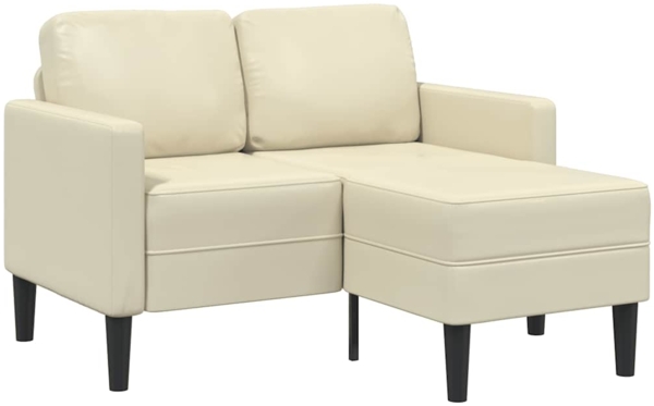 vidaXL 2-Sitzer-Sofa mit Chaiselongue L-Form Creme 125 cm Kunstleder 4107084