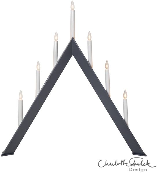 Großer Lichterbogen -Arrow', schlicht, 7 x E10 Kerzen, Holz, Netzbetrieb, dunkles Grau, H 64,5cm, B 60cm