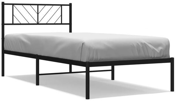 Einzelbettgestell Design für Erwachsene mit Kopfteil Metall Schwarz 80x200 cm d2773e