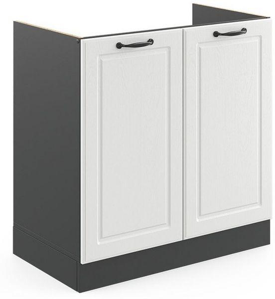 Spülenunterschrank R-Line Weiß Landhaus 80 cm ohne Arbeitsplatte Vicco