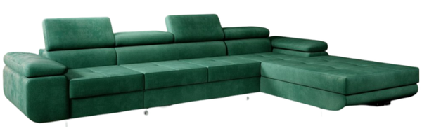 Designer Sofa Calvera Maxi mit Schlaf- und Klappfunktion Samt Grün Rechts