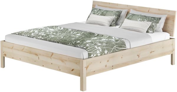 Massivholzbett Doppelbett metallfrei Zirbe massiv 180x200 mit wählbaren Zubehör V-60.95-18ohne Zubehör