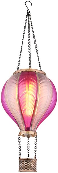 LED Solarleuchte, Heißluftballon, pink, Feuer Effekt, H 46,5 cm Bild 2