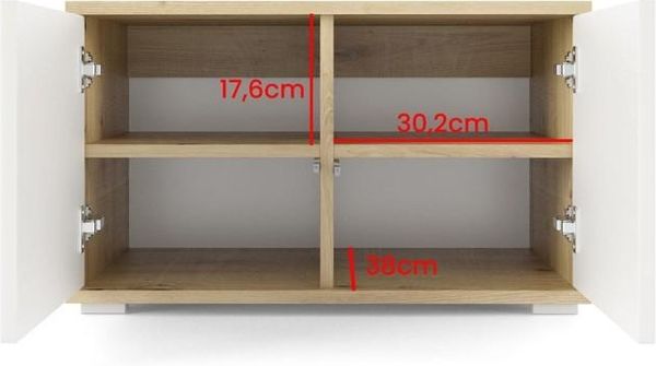 Garderoben-Set Aura Version 4: Kleiderschrank mit Polsterpaneelen, Hängeschrank für Flur und Eingangsbereich (Weiß / Eiche Artisan/Trinity 02), 225 x 40 x 210 cm Bild 6