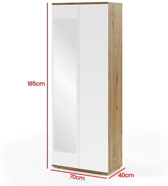 Garderoben-Set Aura Version 4: Kleiderschrank mit Polsterpaneelen, Hängeschrank für Flur und Eingangsbereich (Weiß / Eiche Artisan/Trinity 02), 225 x 40 x 210 cm Bild 8