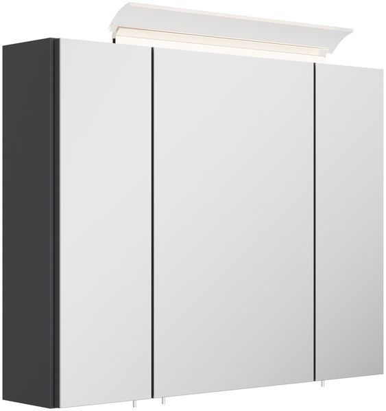 Spiegelschrank 80cm inkl. Design LED-Lampe und Glasböden grafit : Grafit