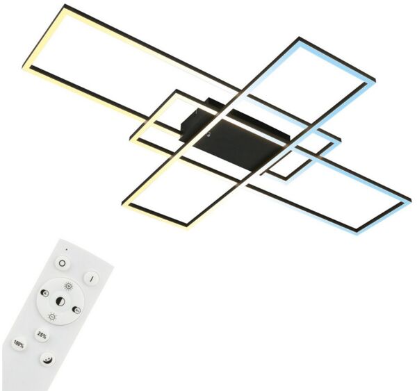 BRILONER - LED Deckenlampe mit Fernbedienung, Dimmbar, einstellbar von warmweiß bis kaltweiß, LED Lampe, Deckenleuchte, Wohnzimmerlampe, Schlafzimmerlampe, Küchenlampe, 104 x 71 x 9,5 cm, Schwarz