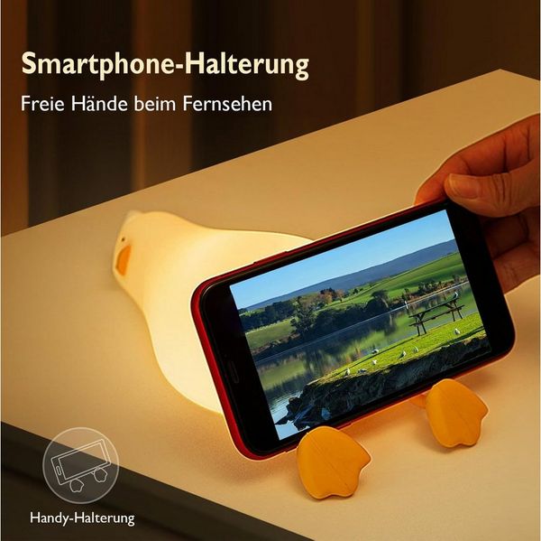 ANYSUN LED Nachtlicht LED Baby Silikon Nachtlicht Kinder süße Enten-Nachttischlampe, Silikon Dimmbare Nachtlicht für Kinder, LED fest integriert, Warmweiß, Touch & Switch-Steuerung, Nachtlampe USB Aufladbare für Baby