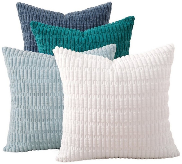 Interior by Hakito Dekokissen 4er Set Kissenbezüge inklusive Füllkissen Set Mosa Kordsamt weich, Kissenhülle mit Füllung