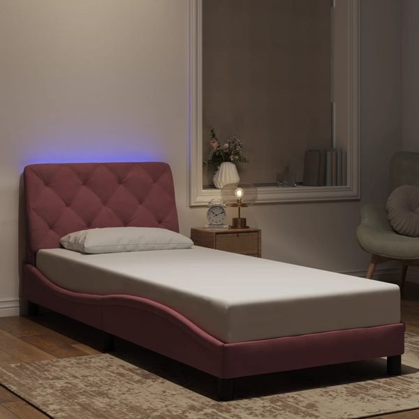 vidaXL Bettgestell mit LED ohne Matratze Rosa 80x200 cm Samt 3213824