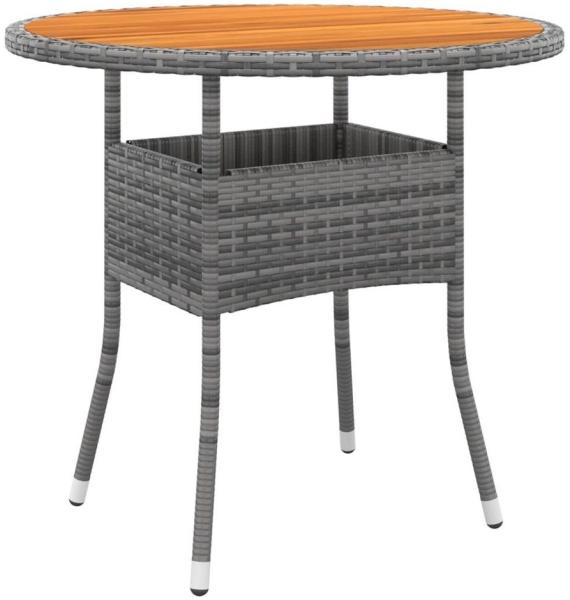 vidaXL Gartentisch Ø80x75 cm Akazienholz und Poly Rattan Grau 310609