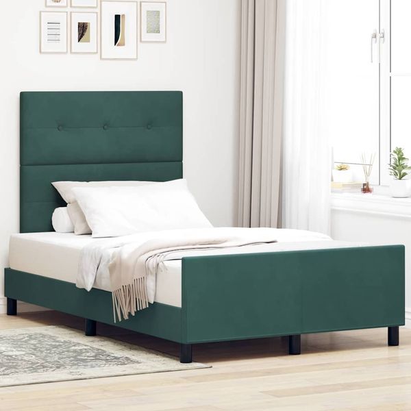 vidaXL Boxspringbett mit Kopfteil Dunkelgrün 120 x 200 cm Samt 3344936