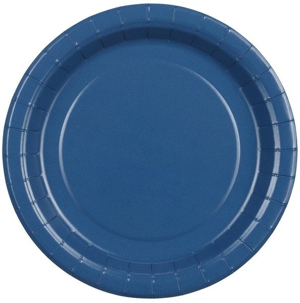 partydeco Teller, Pappteller 18cm 6er Set Dunkelblau
