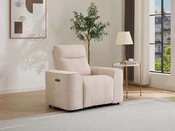 Vente-unique - SCAMOCO Sessel Stoff Beige - B 95 cm x H 100 cm x L 110 cm