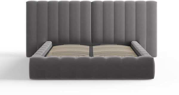 Micadoni Bett Kelp mit Doppelkopfteil Samt Bluvel Grau 200x200 Bild 2