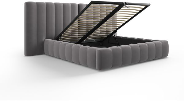 Micadoni Bett Kelp mit Doppelkopfteil Samt Bluvel Grau 200x200 Bild 4
