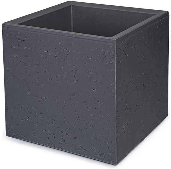 KONZEPT Pflanzkübel Großer auf Rollen - 30x30x30cm, für außen, quadratisch, in Beton-Optik, mobil – ideal für Garten, Terrasse und Balkon, recyceltem Material