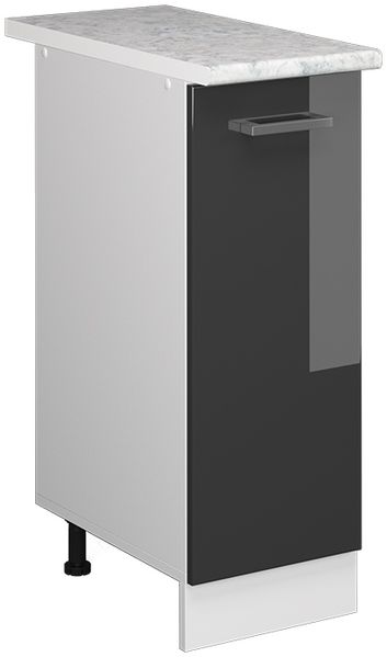 Unterschrank R-Line Anthrazit Hochglanz 30 cm mit Tür, mit Arbeitsplatte Vicco