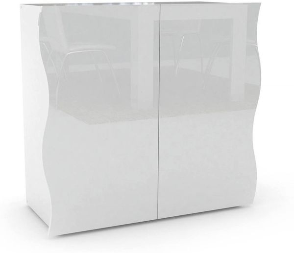 Dmora Kommode Anifares, 2-türiges Küchen-Sideboard, Wohnzimmer-Buffet, 100 % Made in Italy, 90 x 40 x 81 cm, glänzendes Weiß,