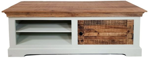Amagohome Lowboard TV Lowboard B114xH45cm Fernsehschrank TV Schrank Massivholz Ibiza weiß