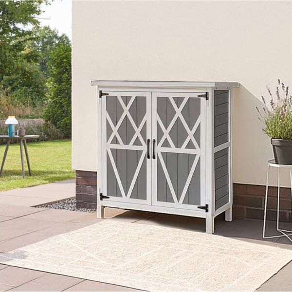 HOME DELUXE Geräteschrank Gartenschrank YANA aus Holz Größenauswahl - Auflagenbox, Gartenbox wasserfest