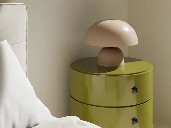 Vente-unique - SIDNEY Table lamp Metall Beige - B 31 cm x H 25 cm x L 31 cm