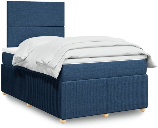vidaXL Boxspringbett mit Matratze Blau 120x200 cm Stoff 3292022