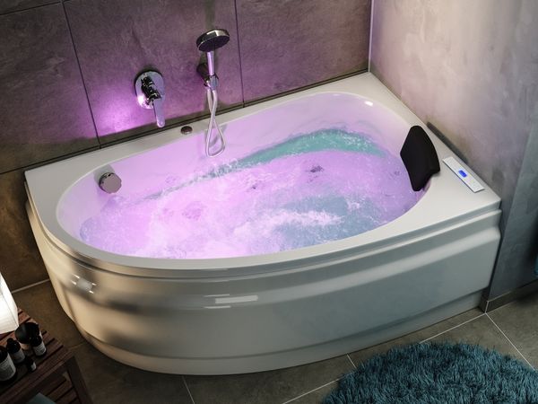 Whirlpool Stardust 150x95 rechts Made in Germany 22 Düsen Befüllung Überlauf : Befüllung über den Überlauf