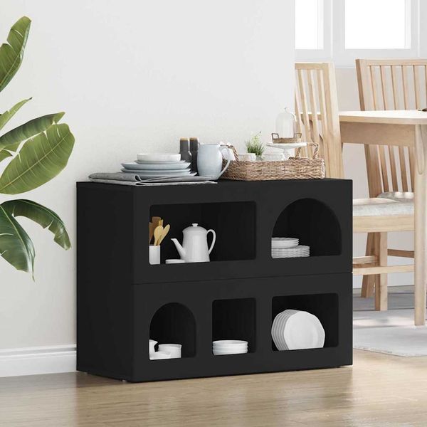 vidaXL Sideboard ELST Schwarz 80,5 x 35 x 59 cm Holzwerkstoff 891325