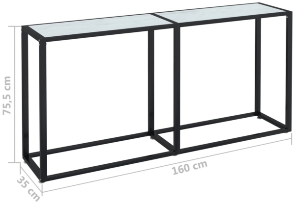 vidaXL Konsolentisch Weiß Marmor-Optik 160x35x75,5 cm Hartglas 331680 Bild 6