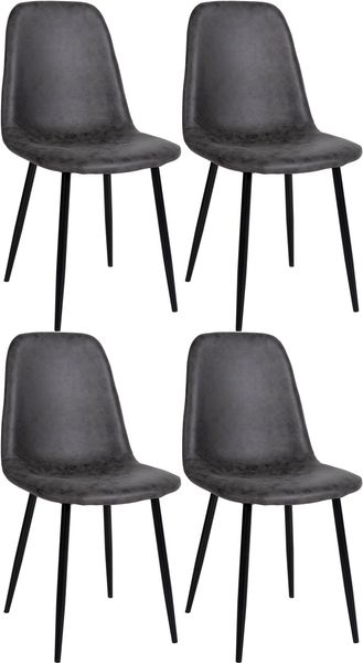 Esszimmerstühle 4er Set MOVI - Dunkelgrau Kunstleder, Metall 88x44x51cm Strapazierfähiger & pflegeleichter Bezug Esszimmerstuhl Stuhl Esszimmer Küchenstühle Wohnzimmerstühle