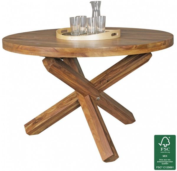 Esszimmertisch Tisch LANDO 120x120 cm Landhaus-Stil Sheesham Voll-Holz Bild 2