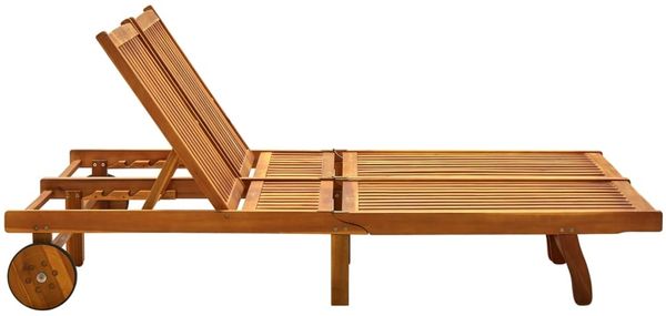 2-Personen-Sonnenliege mit Auflagen Akazie Massivholz Grün Bild 2