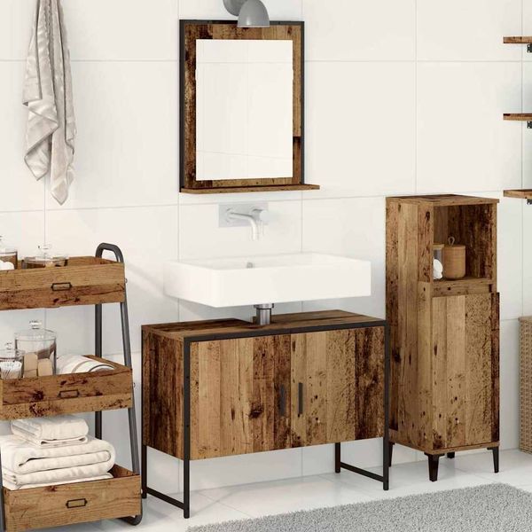 vidaXL Badezimmermöbel-Set Wandmontiert 2 pcs Braun Holzwerkstoff 3334331